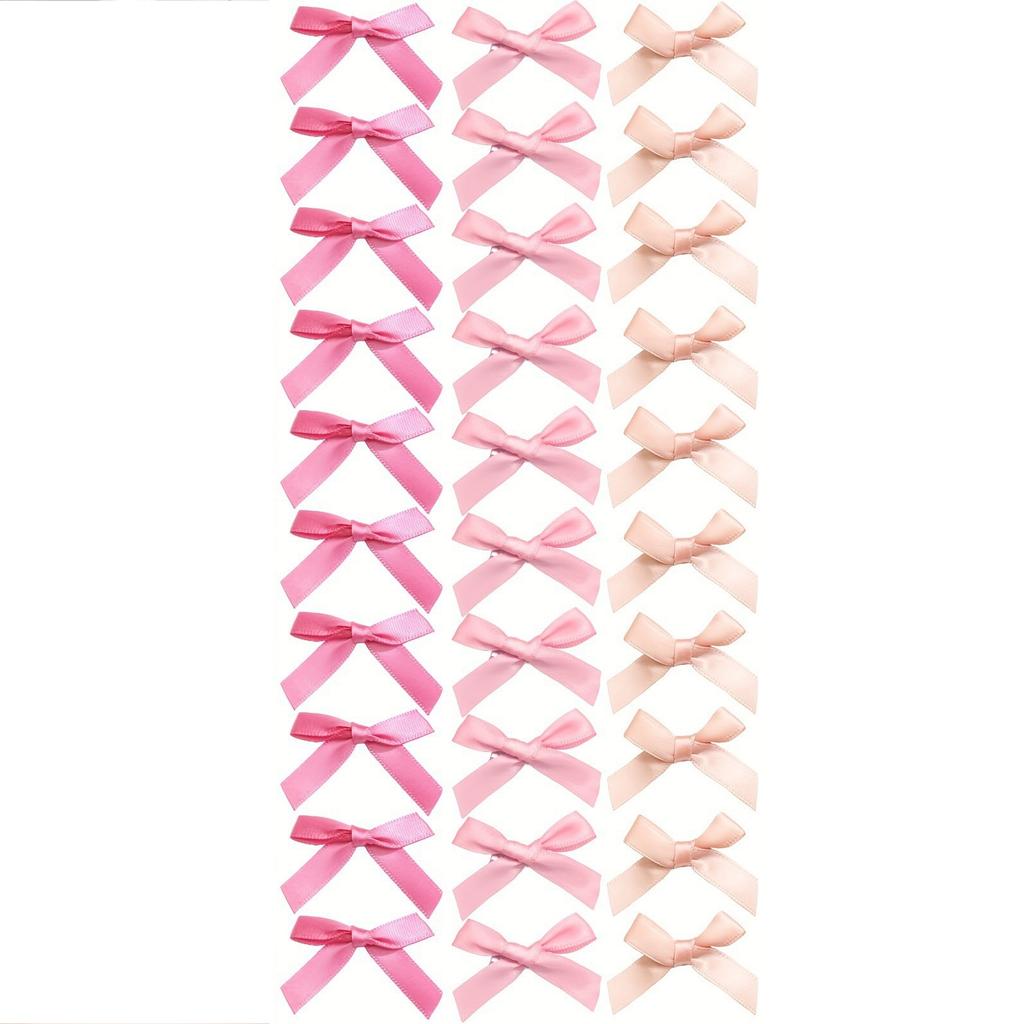 Pack Of 30 Mini Satin Bow Hair Clips For Women Girls Children Pink Black White Hair Accessories For Weddings Parties