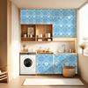 10 Stück Bohemian Retro Fliesenaufkleber mit Blumenmuster Lederstruktur Selbstklebende Wandaufkleber Küchenrückwand Waschbecken Tisch Haus DIY Renovierung