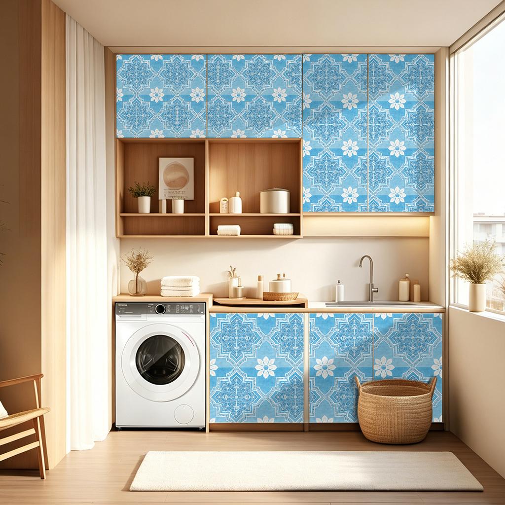 10 Stück Bohemian Retro Fliesenaufkleber mit Blumenmuster Lederstruktur Selbstklebende Wandaufkleber Küchenrückwand Waschbecken Tisch Haus DIY Renovierung