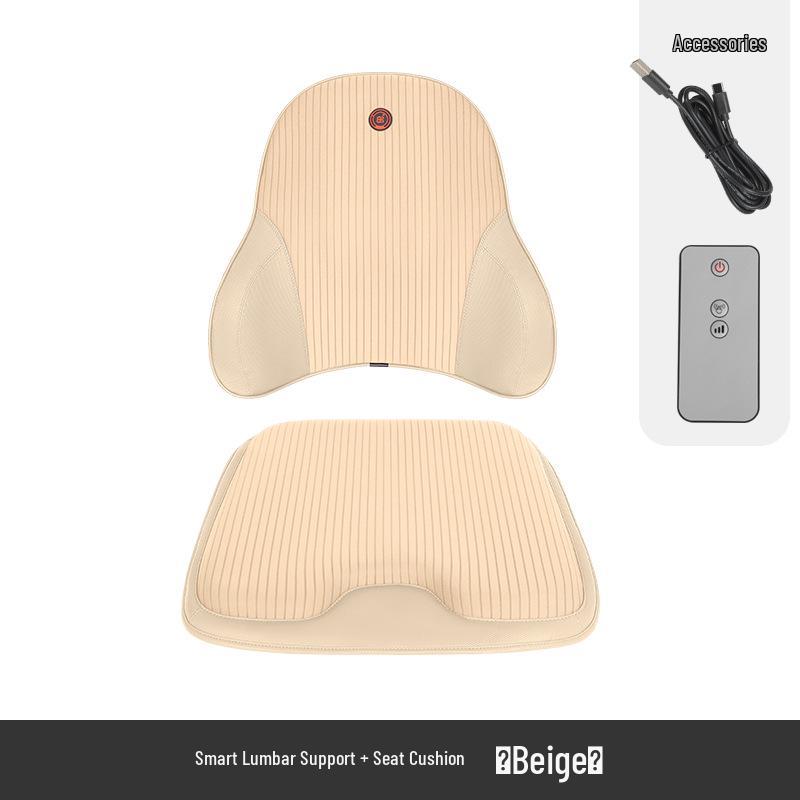 Electric Massage Lumbar Support Pillow - Memory Foam Car Seat Cushion with Remote Control.