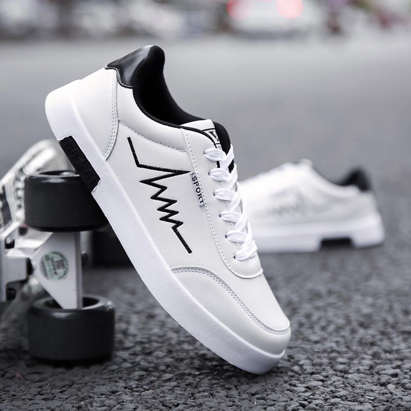 Pánské volnočasové boty na skateboarding, bílé boty, venkovní tenisky na volný čas, prodyšné turistické boty, ploché boty, pánské boty na skateboarding
