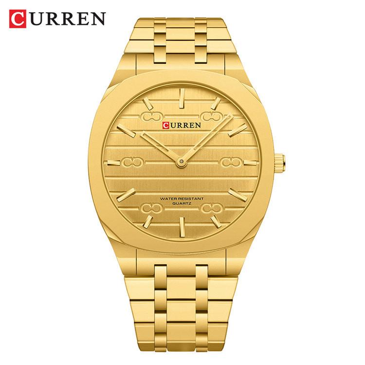 CURREN 8444 Steel Band Watch Simple Calendar Large Dial Ultra-Thin Business Watch Waterproof for Men