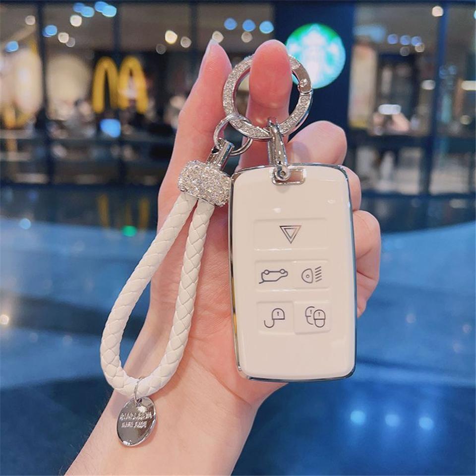 TPU Car Key Case Remote Cover Shell Holder Chian Fob For Land Rover New RangeRover Sport Evoque Freelander Velar Discovery LR5