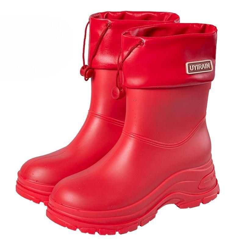 Fashionable Women's Thick Soled Waterproof Rain Boots, Anti Slip Short Tube, Adult Waterproof Kitchen Rubber Boots