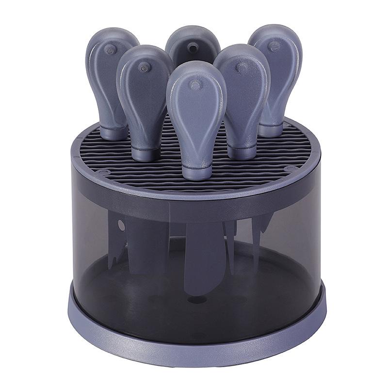 6-Piece Stainless Steel Cheese Knife and Fork Set with Holder