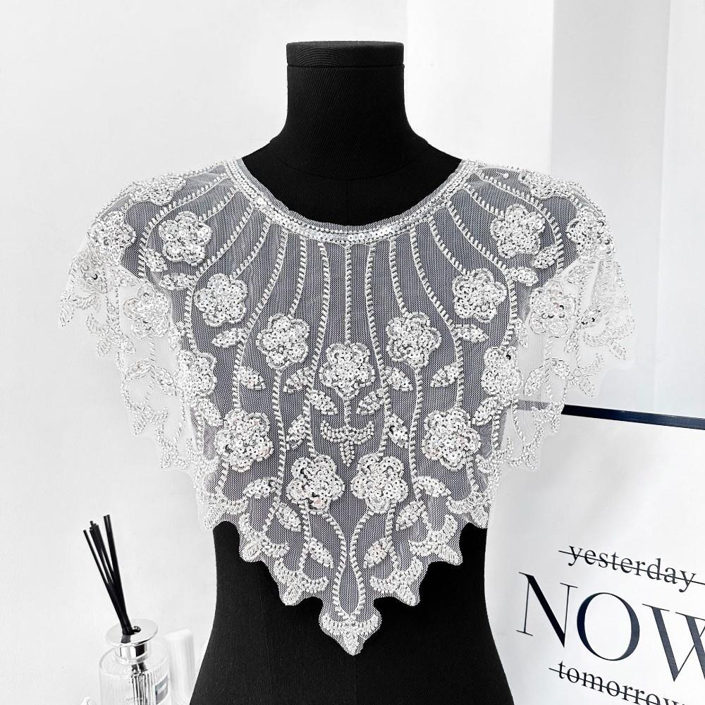 Hollow Design Embroidery Lace Gold Sequined Bead Embroidery Clothing Accessories DIY Application Mesh Texture Collar Decoration