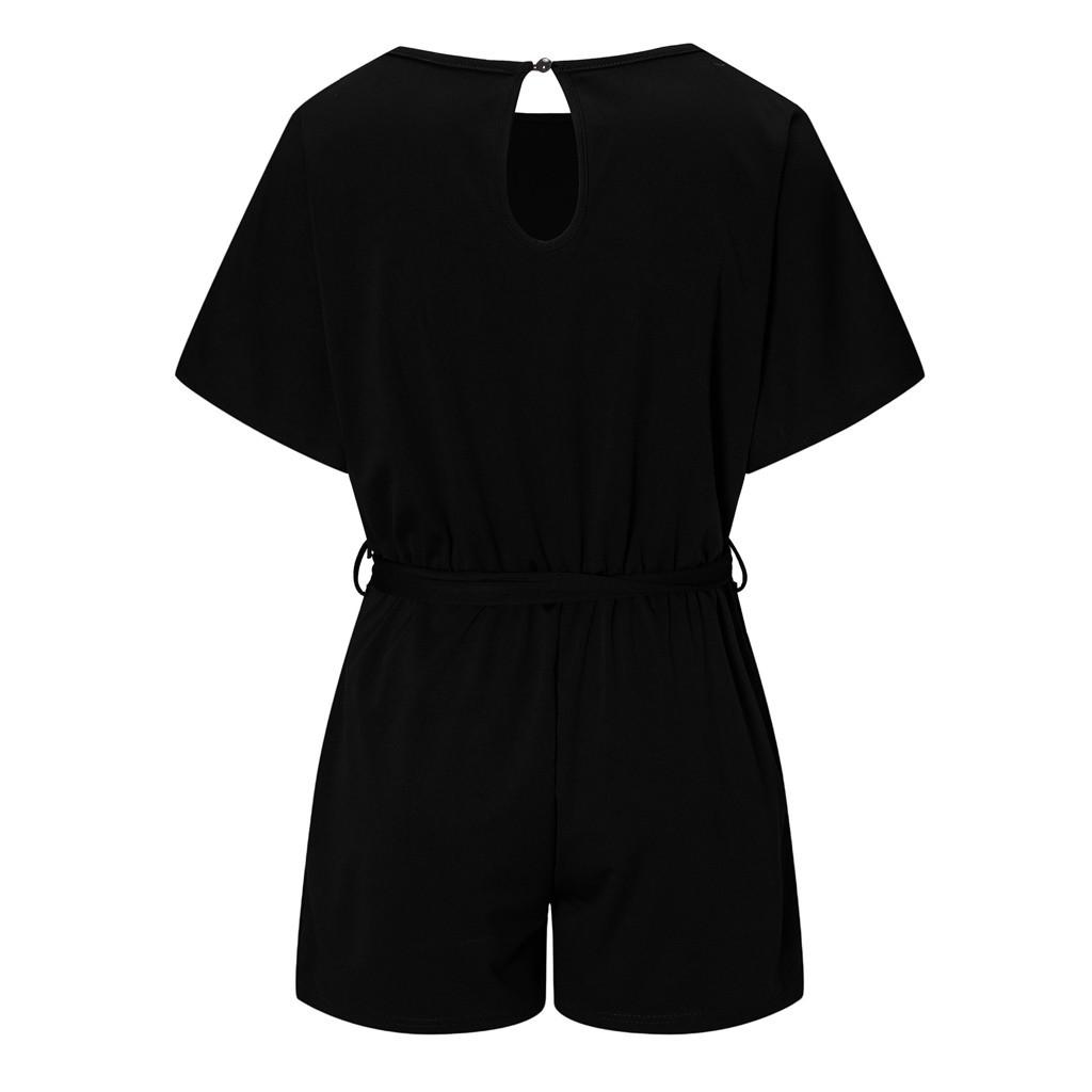 Womens Short Sleeve Wide Leg Pants Short Jumpsuit Strappy Playsuit