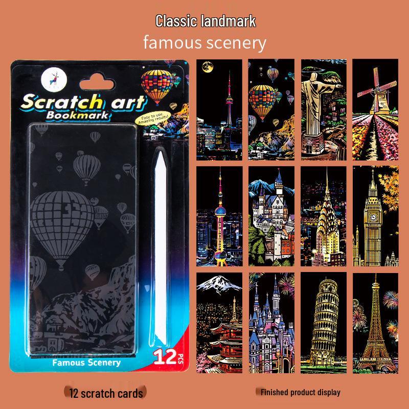 YUELU Night View Scratch Art for Kids: DIY Scratch Paper Toy & Gift