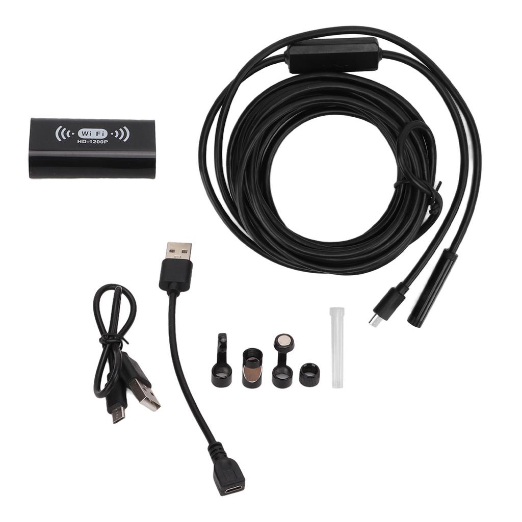 Industrial Endoscope 1200P HD 8mm Lens Wifi Inspection Camera IP68 Waterproof Adjustable LED for