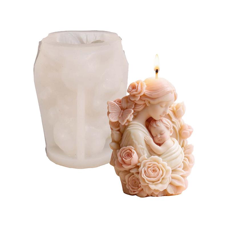 KO 1pc Flower Mother Mold New Silicone Mold Non-Toxic Gypsum Ornament Mold For Home Decoration Candle Making Mother'S Day Gift