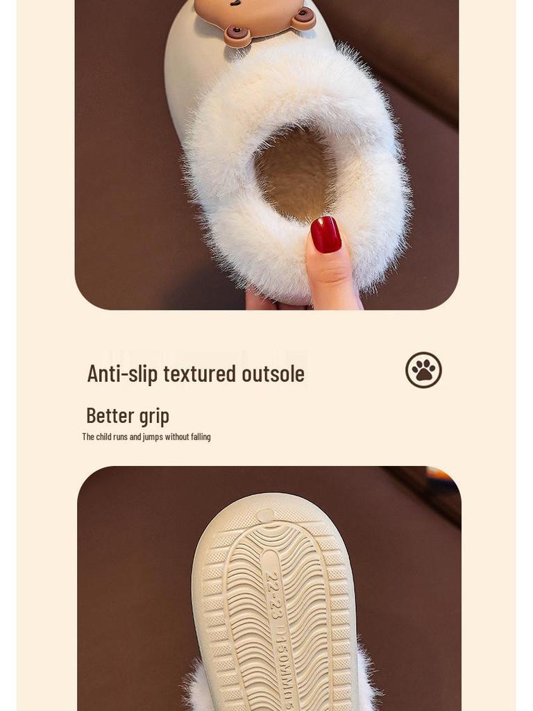 Waterproof Winter Cotton Slippers for Kids with Detachable Covers – Warm Indoor Home Shoes for Boys, Girls, and Babies