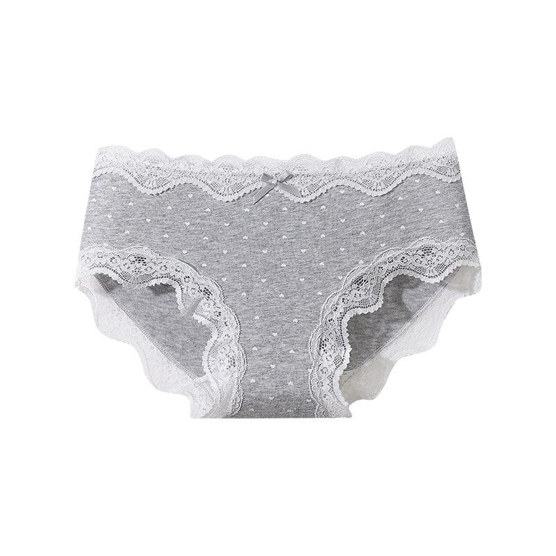 Women's Spring and Summer Lace Edge Cotton 10 Antibacterial Extension Crotch Stretch Waist Triangle Briefs
