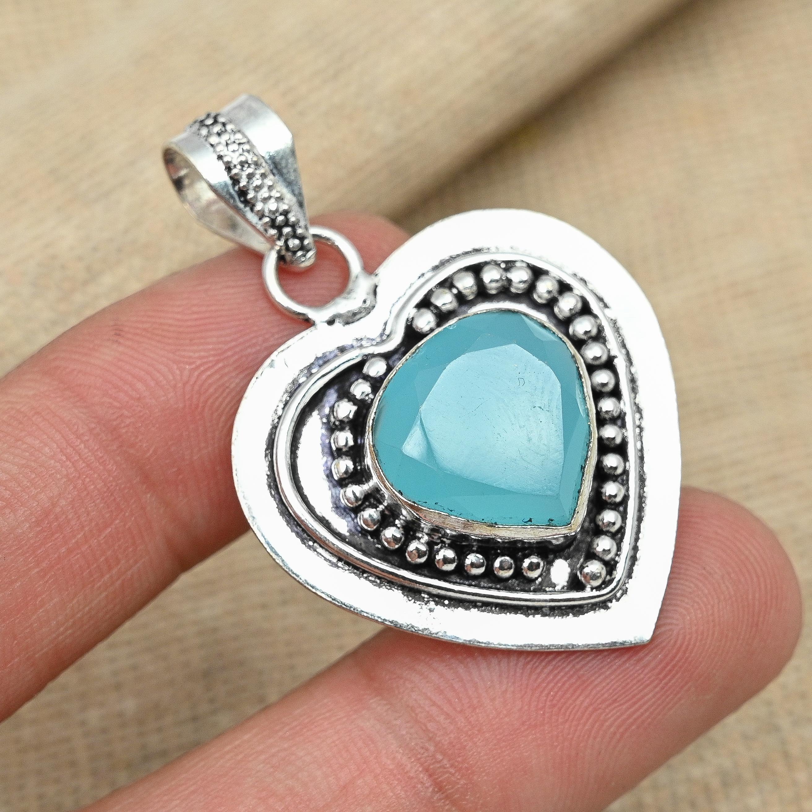 

Синий халцедон драгоценный камень ручной работы из стерлингового серебра 925 пробы свадебный подарок кулон ювелирные изделия 1.77 синий