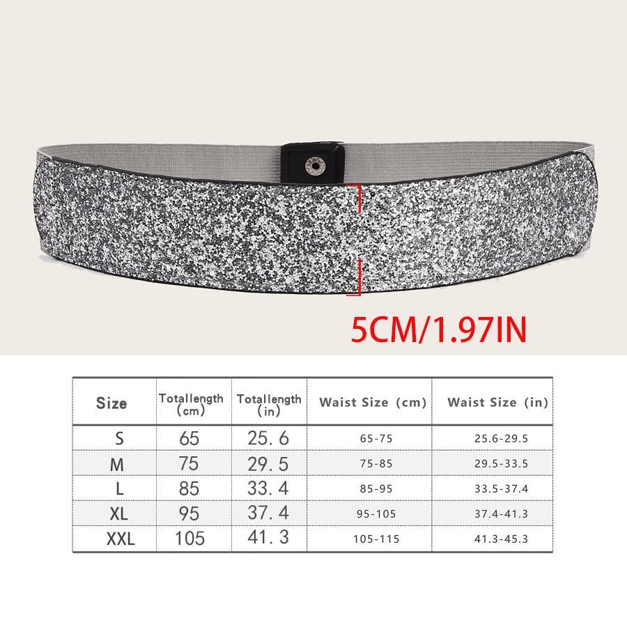 Brede Sparkle Strass Elastische Taille Jurk Riem, Rekbare Glanzende Feest Riemen Voor Vrouwen S gray