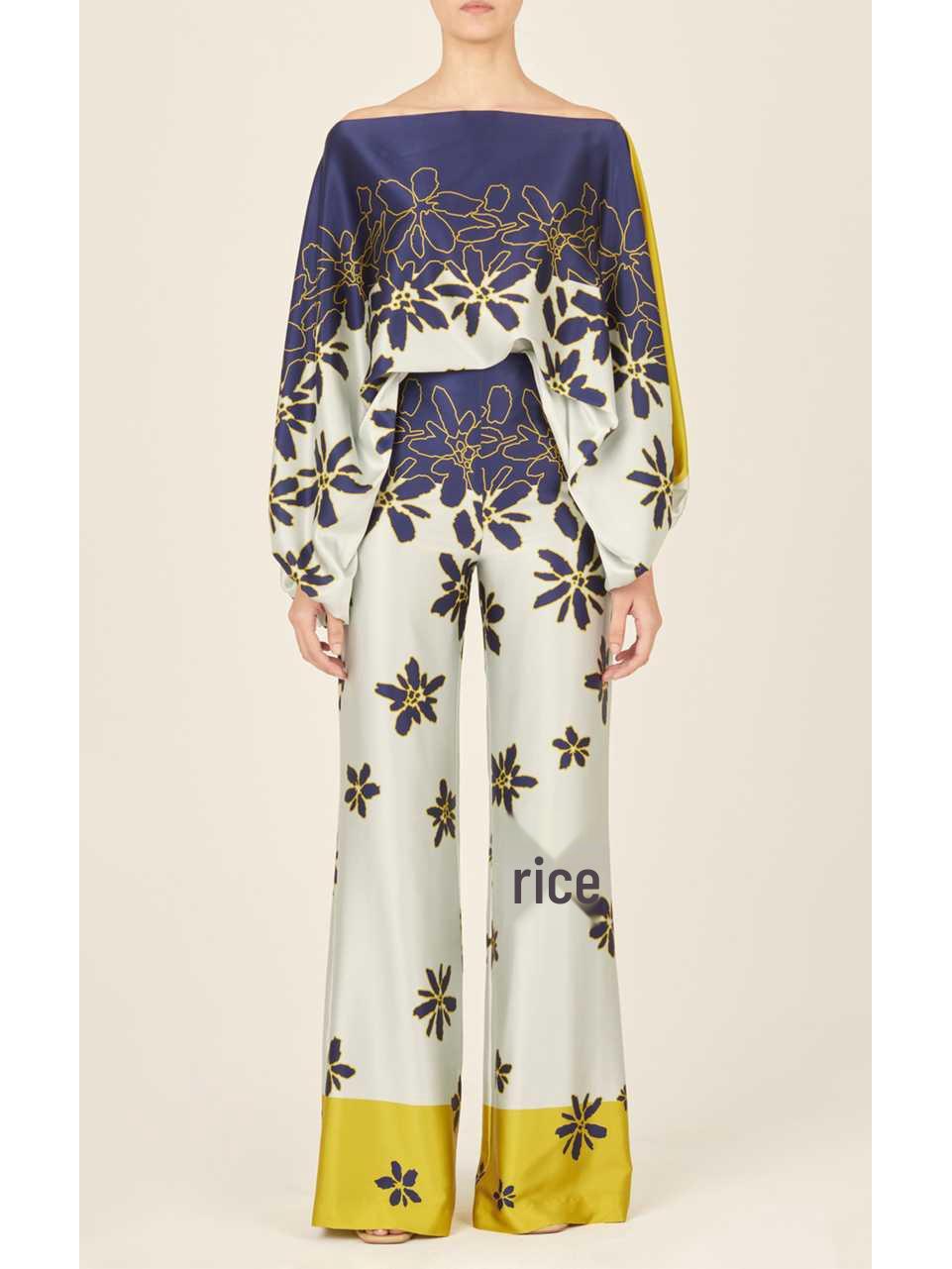 

Летний женский комплект широких длинных брюк 2024 - Повседневный костюм-двойка, стройнящий фигуру Extra Extra Large