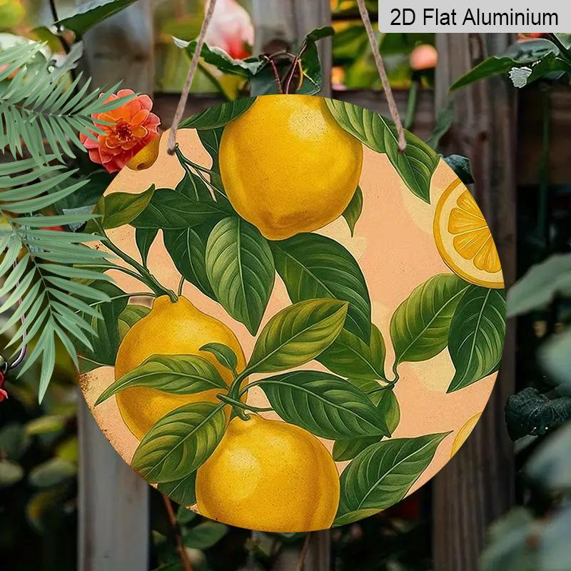 

2D Flat Aluminum Retro Lemon-Themed Wall Art, Rustic Country Style, 7.87 Inches × 7.87 Inches, Holiday Gift, Suitable for Homes, Studios, Cafés 1pc