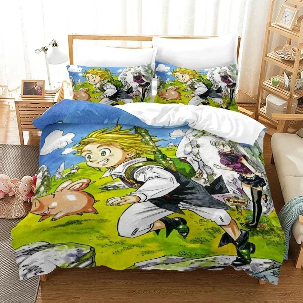 Anime Seven Deadly Sins Printed Bed Set Duvet Cover Pillowcase Bedding Set Bed Linen Sheet Quilt Cover Full Queen King Size