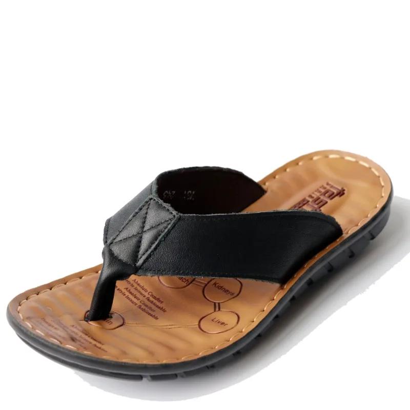 Slippers for Men Cowhide Leather Men's Beach Shoes Summer Men Flip Flops 2025 New Men Casual Slippers Comfortable Soft Pantuflas