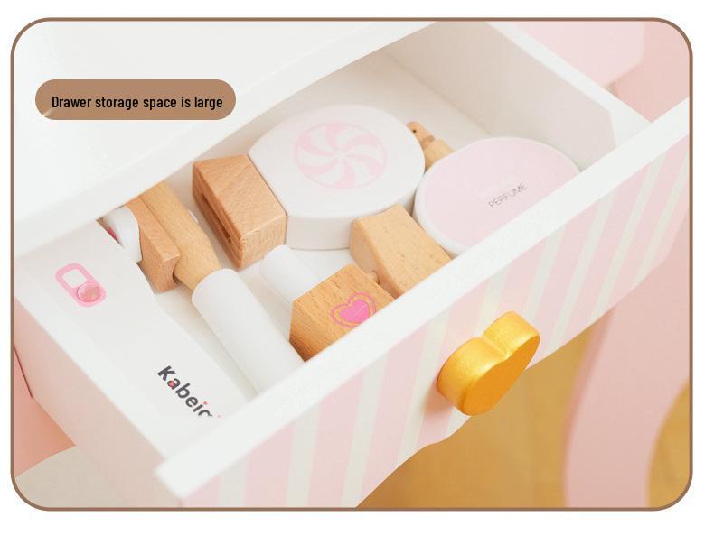 Children's Princess Makeup Table Set: Wooden Pretend Play Toy for Girls