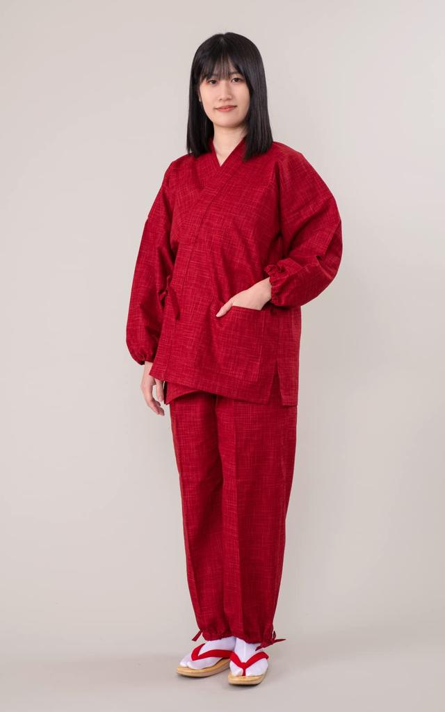 Aiai Solid Made In Japan Women's Samue, Tsumugi-style Color, (Dark Red)