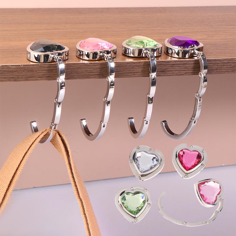 Heart Shaped Folding  Handbag Hook Bag Hanger Portable Foldable Table Hook Organizer Table Side Hooks Bag Accessories