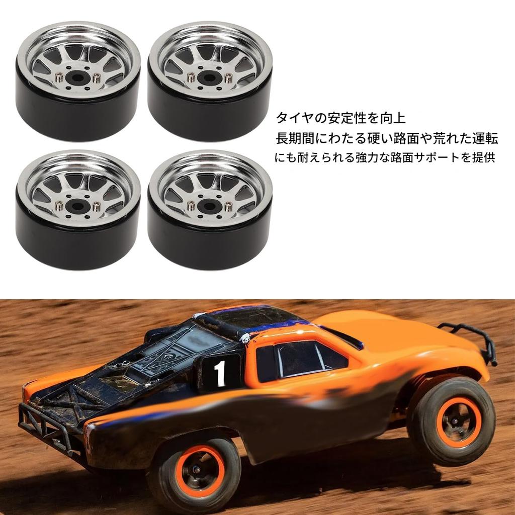 4-Piece Silver 1.9-inch RC Wheel Rim Set, Zinc Alloy, 10-Hole, Universal Fit for RC Crawler Cars