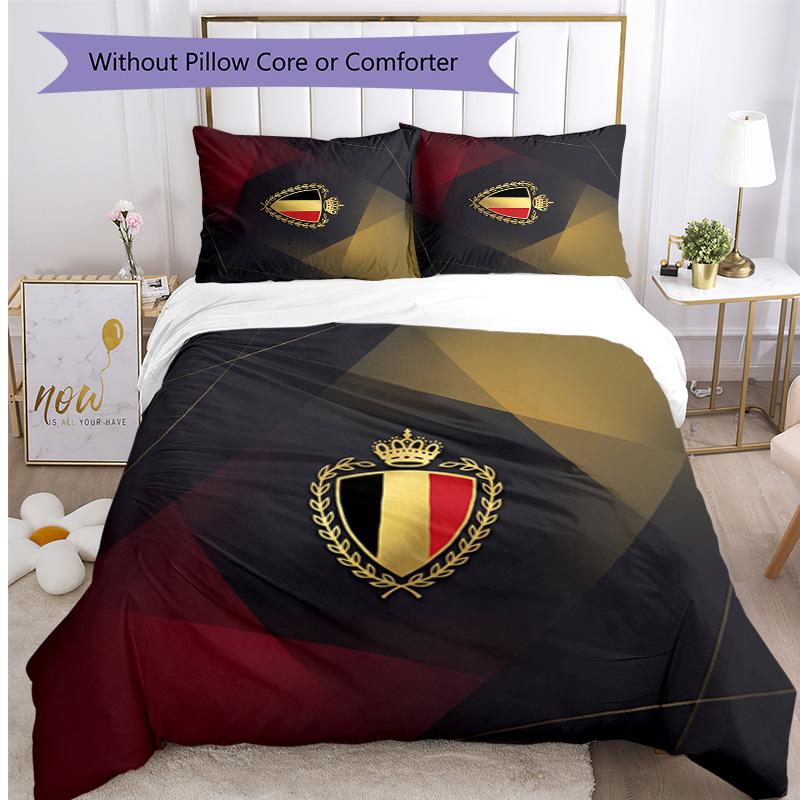 Set Biancheria da Letto Stampata Calcio Belgio 3 Pezzi Copriletto Traspirante Accogliente come Regalo per Inaugurazione Casa o Festa