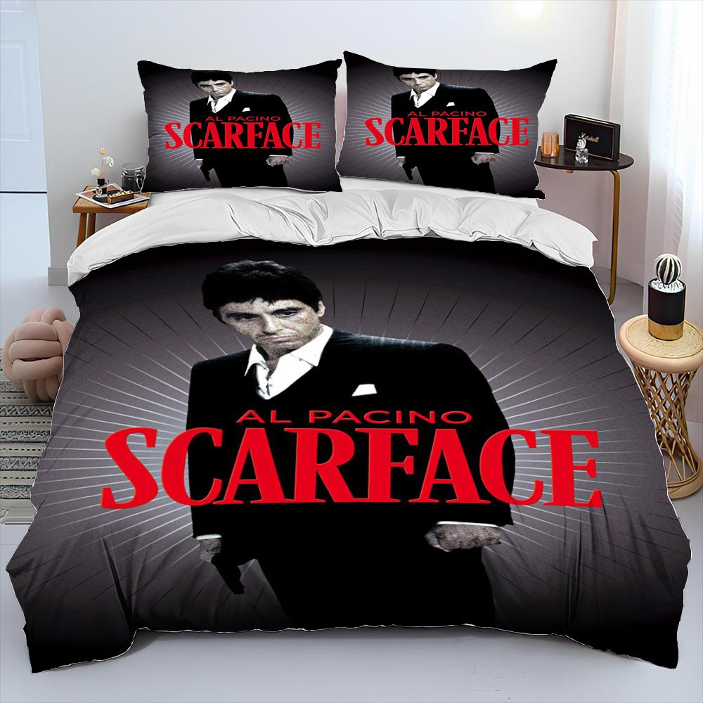 Film Scarface Tony 3D-Druck Bettdecke Bettwäsche-Set, Bettbezug Bett-Set Steppdeckenbezug Kissenbezug, King Queen Größe Bettwäsche-Set Kind