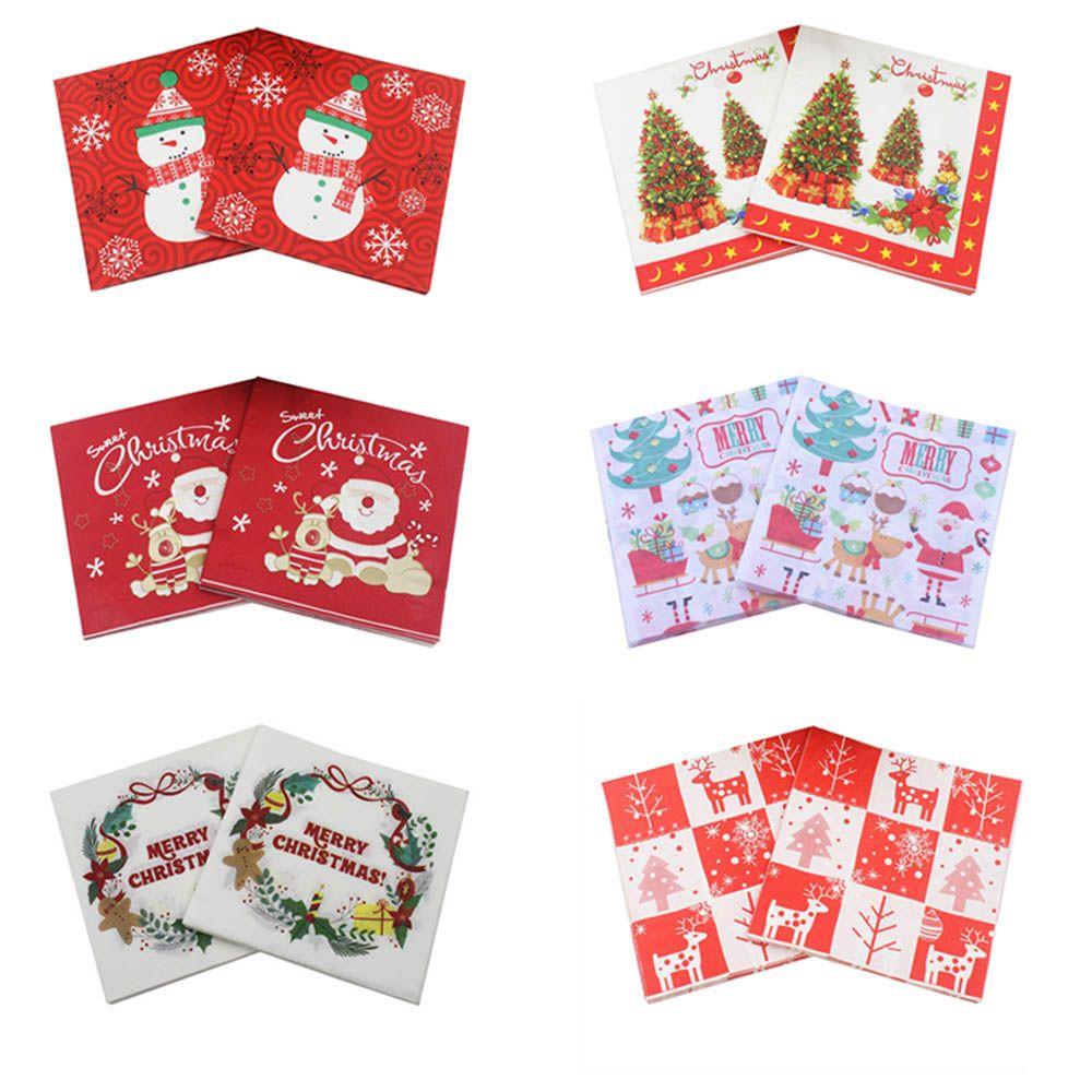 Santa Claus X-mas Table Decor Lunch Paper Paper Napkins Napkins For Decoupage Christmas Napkin
