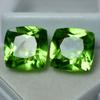 16 Ct CERTIFIED Natural Green Peridot Square Cushion Cut Loose Gemstone PAIR