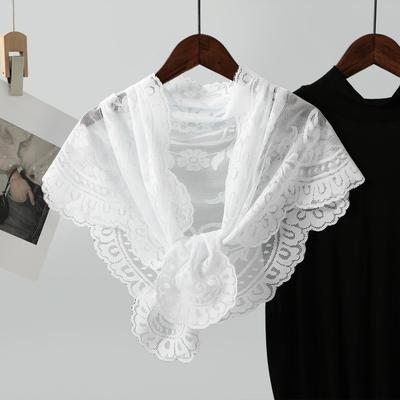 Solid Color Lace Triangle Scarf 172*63cm Wedding Shawl Elegant Spanish Veil  for Women