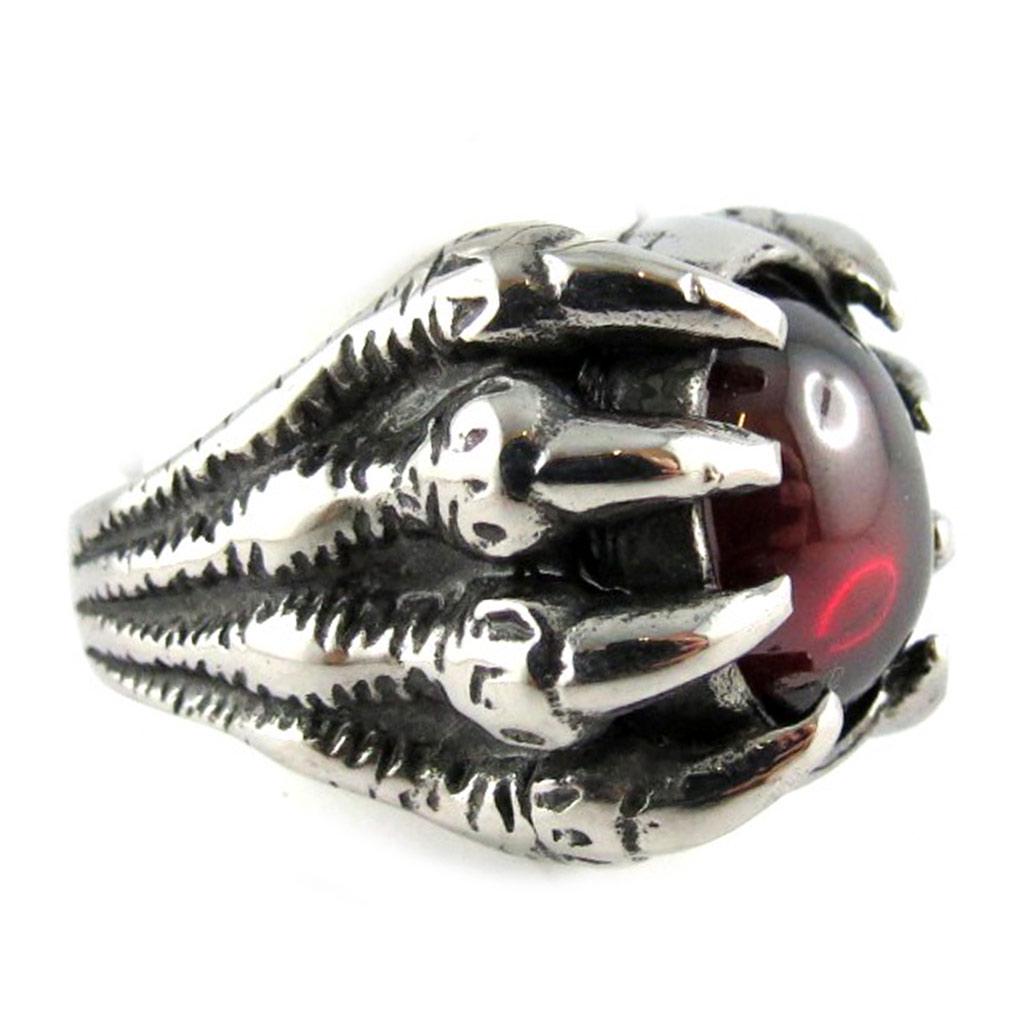 Designer Ring 'Thorgal' Aged Silver Red - 23x17 Mm