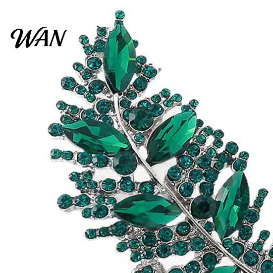 Lapel Accessory Brooch Pin Imitation Crystal Inlaid Leaf Design Pin-Type Collar Fixer Embellishment Shirts Cardigans Coats Suits Badge Decorative Clip