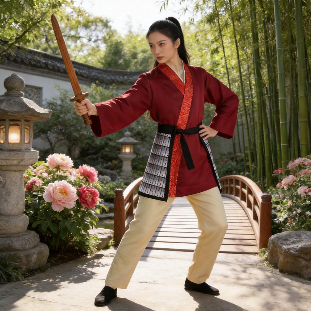 Mulan Cosplay Costume For Women With Polyester Spandex For Stage And Costume Play
