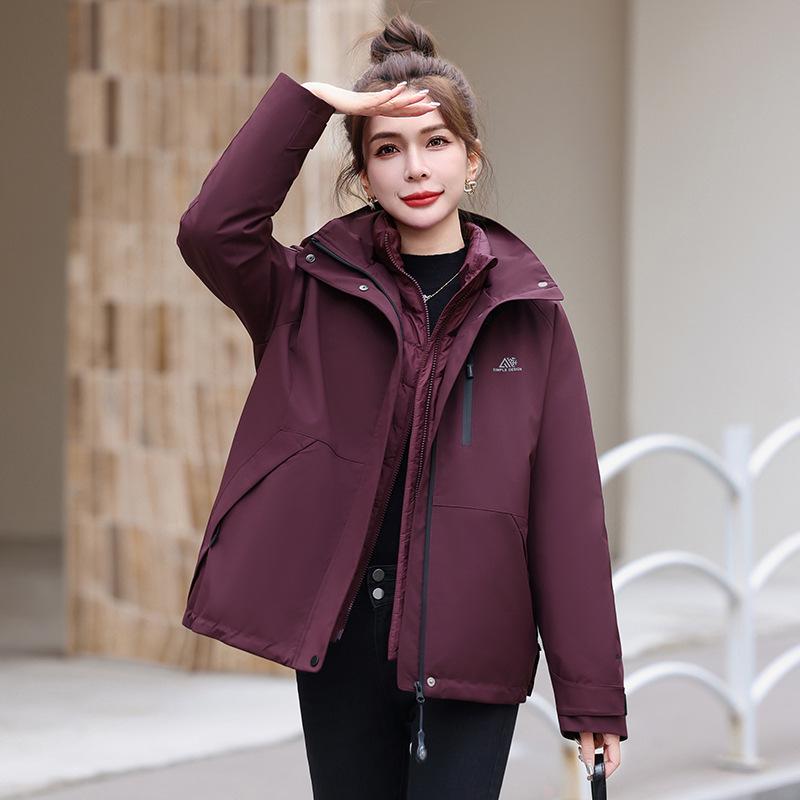 

Женская зимняя куртка-ветровка «три в одном» 2024 года со съемной пуховой подкладкой L (recommended 115-128 jin) сливовый/фиолетовый