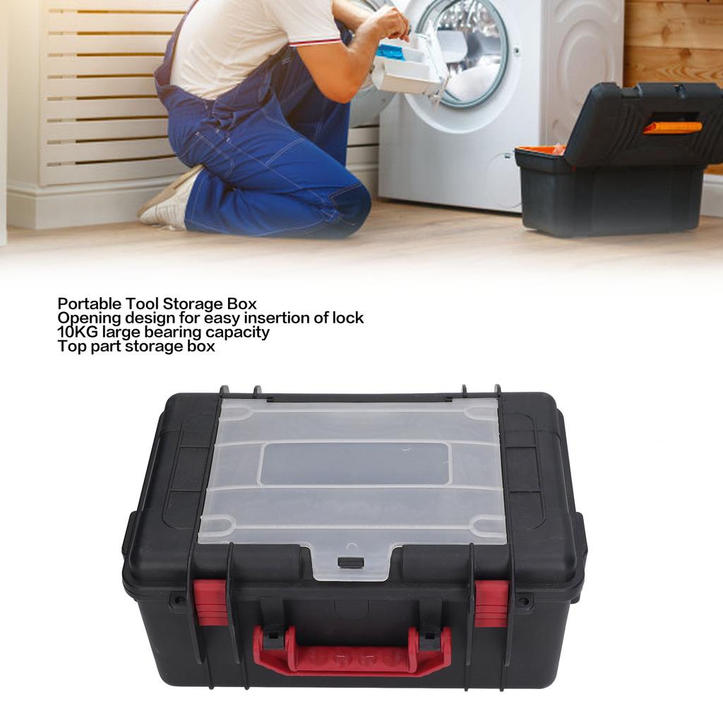 Black Multifunctional Hardware Tool Box Portable Plastic Storage Box for Parts Organization Portable Parts Box Plastic Tool Box