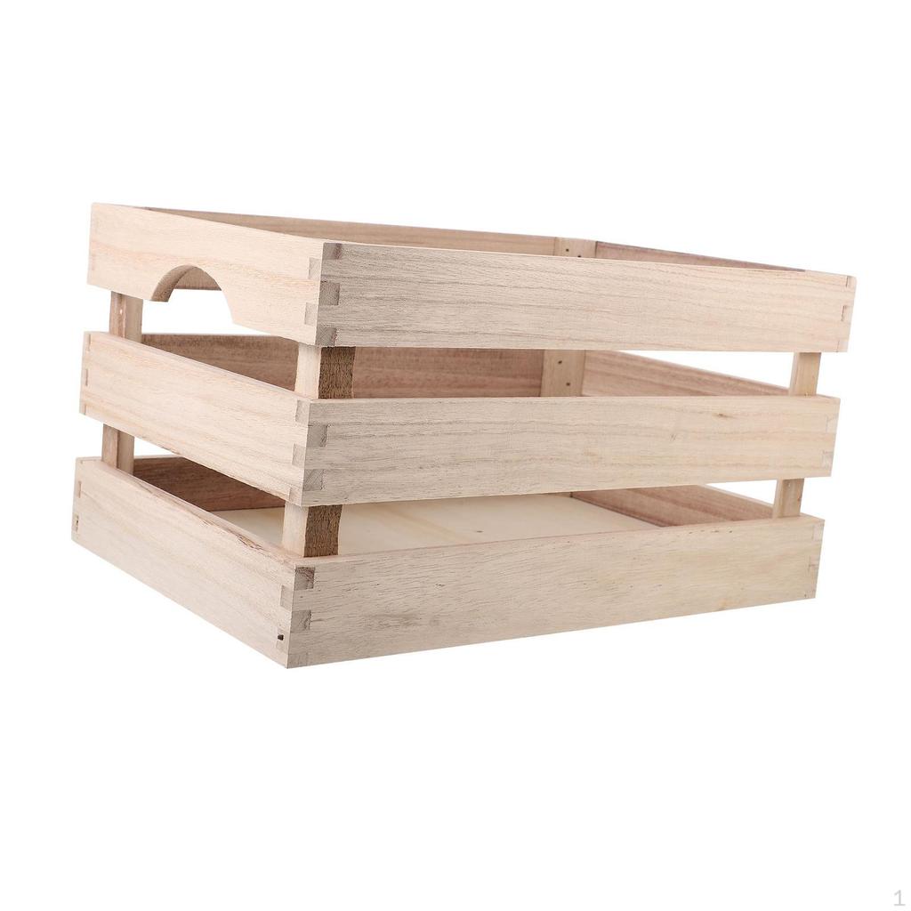Vintage Holzkiste Desktop Organizer Korb Natürliche Robust Container Bin Holz Massivholz