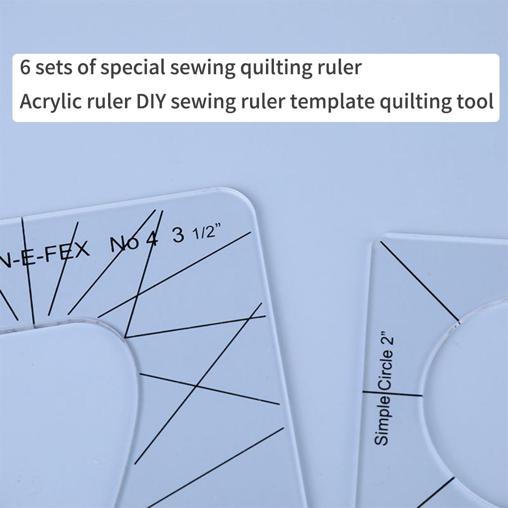 Pack of 6 DIY Creative Quilting Templates Transparent Convenient Exquisite Ergonomic Grip Sewing Accessories Quilting Supplies