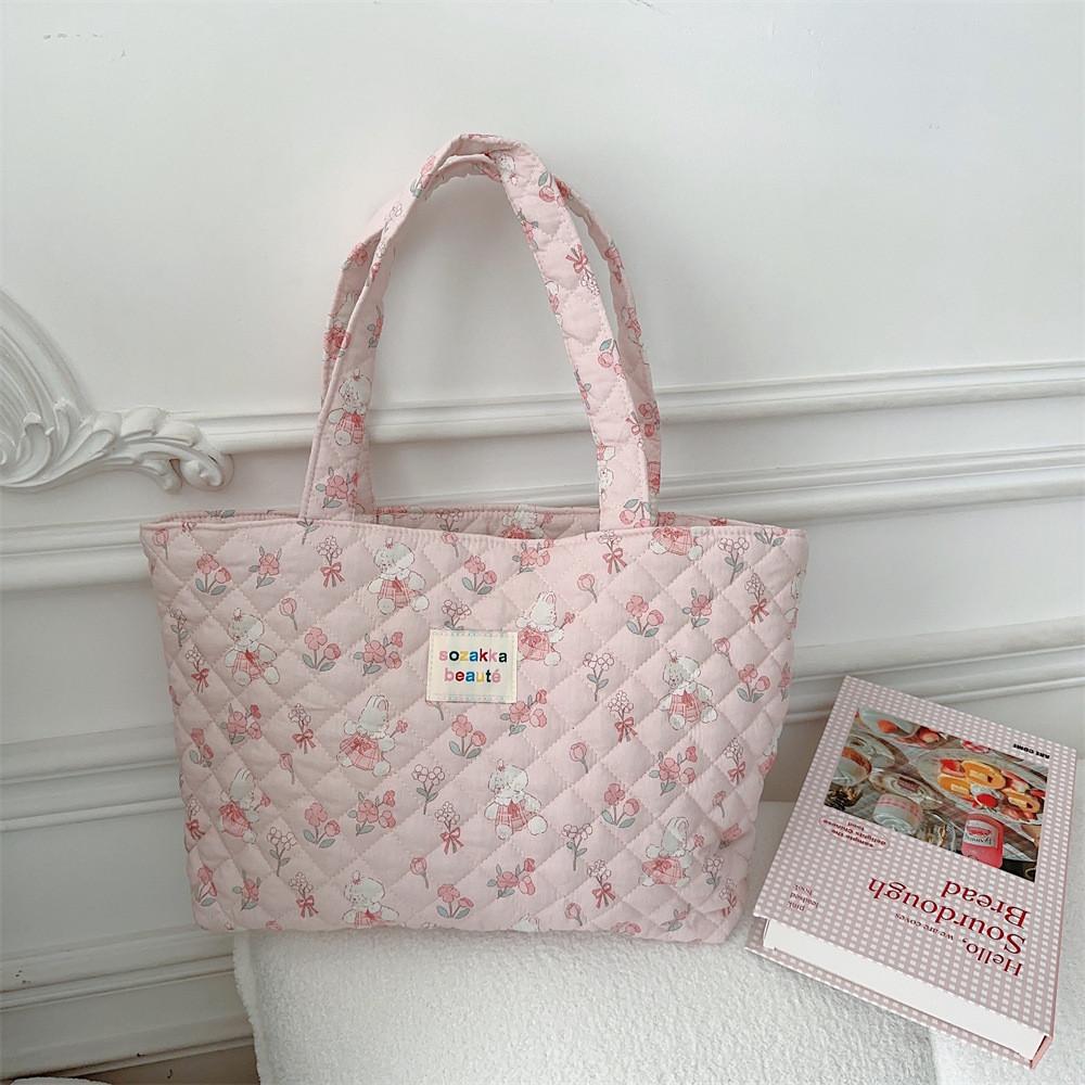 Chic Quilted Large Capacity Tote Bag For Women Soft Shoulder Commuter Bag