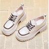 2025 Retro British Style Women's Shiny Leather Lace-Up Platform Loafers