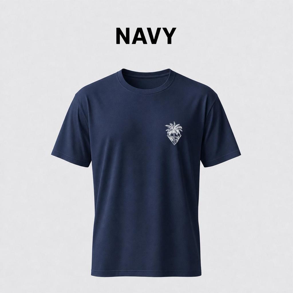 New men's short-sleeved T-shirt with palm tree print, perfect for vacation and leisure, comfortable and soft, a summer essential.