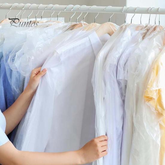50 ks sáčků na chemické čištění Průhledné prachotěsné plastové sáčky na oděvy Závěsný úložný sáček na čištění oděvů na domácí cesty