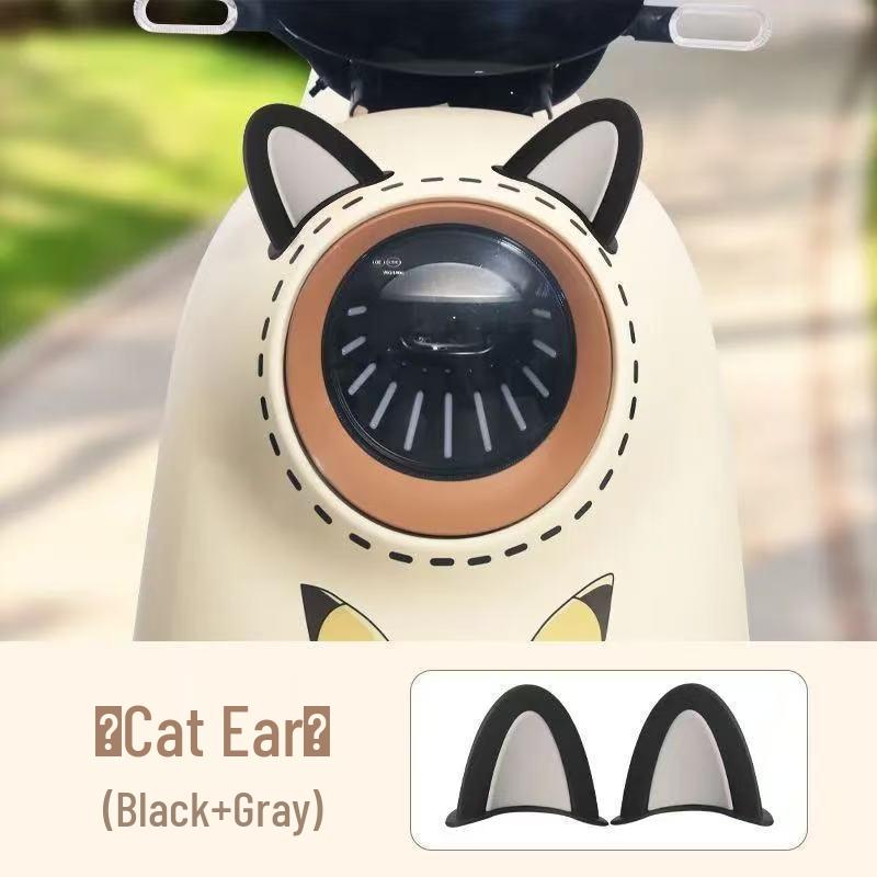 Yadea Bear Ear Electric Scooter Accessories: Cute Battery Car Stickers & Creative Helmet Decorations.