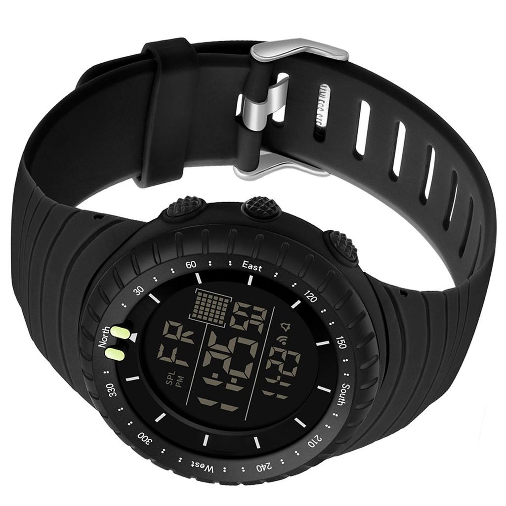 Electronic Sports Watch Waterproof Night Light Large Screen Quick Release Strap Digital Watch Black