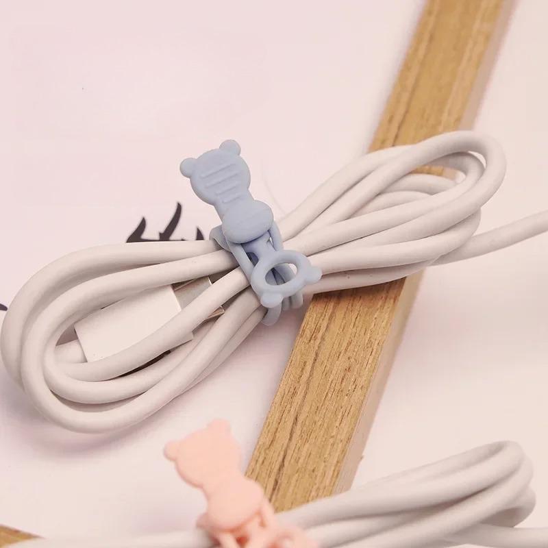 10Pcs Reusable Cable Management Organizer Silicone Cable Ties Multipurpose Elastic Cord Organizer for Fastening Cable Cords Wire