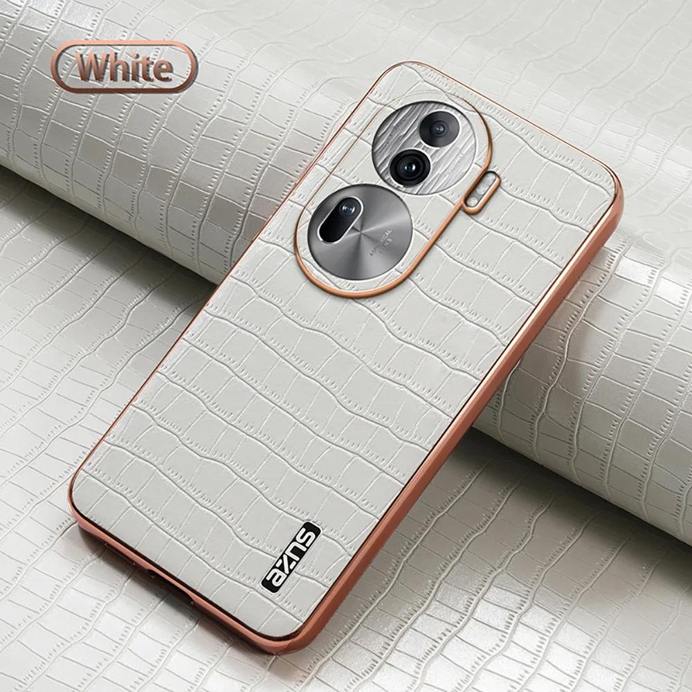 

Роскошный чехол из кожи с тиснением под крокодила для OPPO Reno 12 Pro 5G 11 10 Pro FIND X7 Ultra X6 Pro 4G 5G Противоударный чехол для телефона For Reno 12 Pro 5G белый