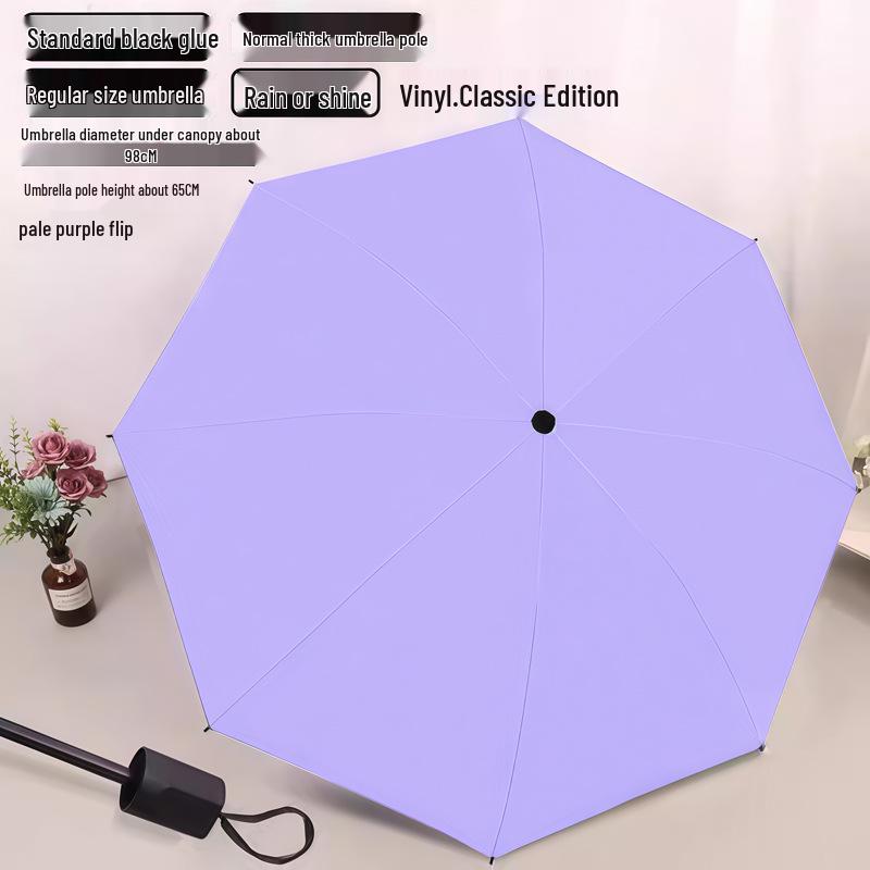 Yu Zhong Dual-Use Large Folding Umbrella for Men & Women, Sun & Rain Protection, Black Glue Shade, Perfect Gift.