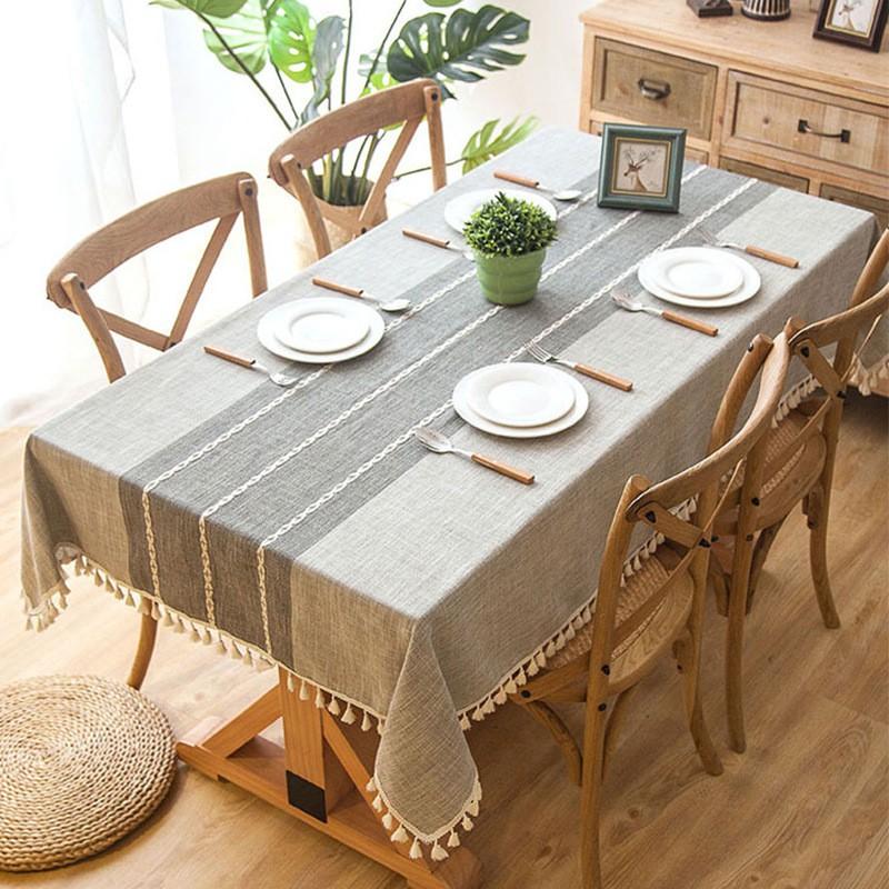 Modern Minimalist Cotton Linen Blend Tablecloth Dining Table Coffee Decorative Rectangular Cover