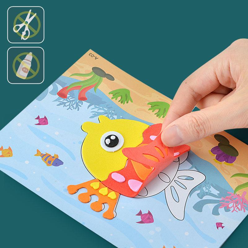 10Pcs 3D EVA Foam Sticker Puzzle Game DO-IT-YOURSELF Cartoon Animal Craft Playthings Children Drawing Toy Learning Education Playthings Ideal for