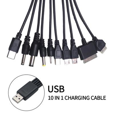10-in-1 Multi-Device Charging Cable 23cm PVC Tangle-Free Cord Universal High Toughness Data